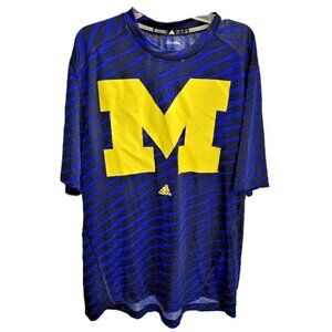 Adidas University of Michigan Wolverines Striped Clima Lite Shirt Men's Large